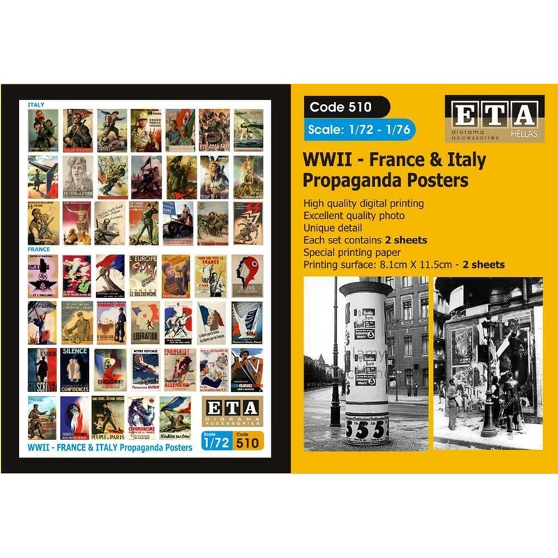 1/72 Scale WW2 French and Italian propaganda posters