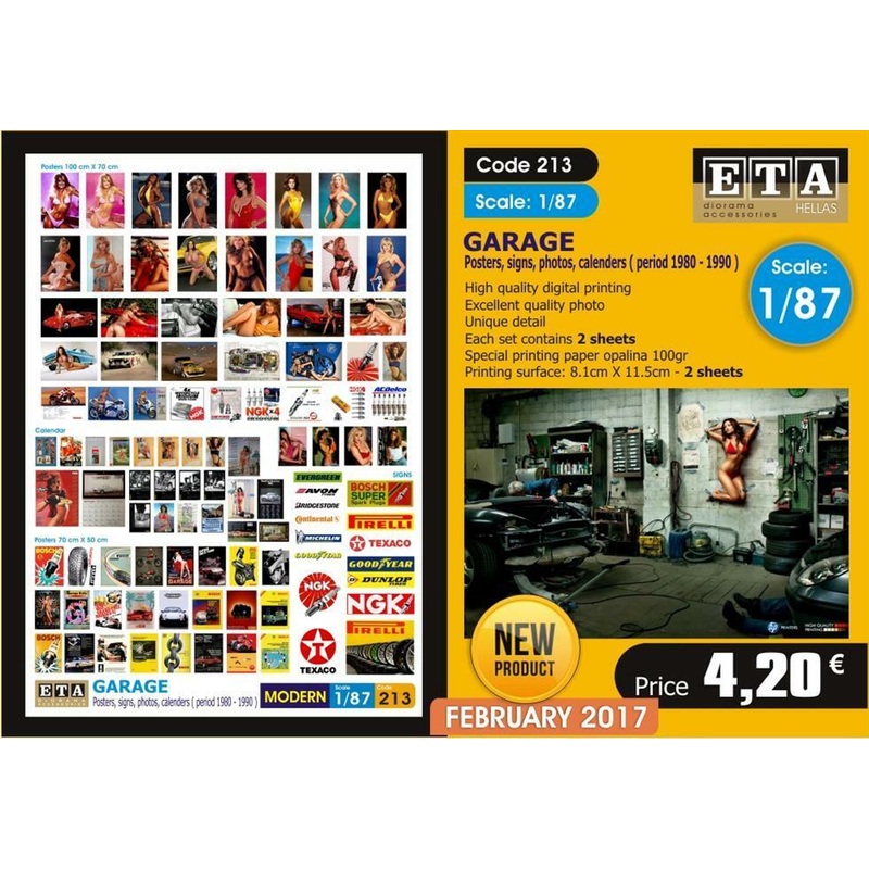 1/87 scale Garage posters,signs, photos, calenders 1980 – 1990