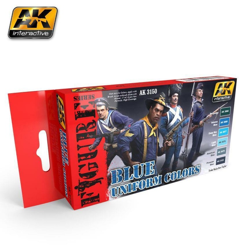 AK ACRYLIC PAINT SET BLUE UNIFORM COLORS