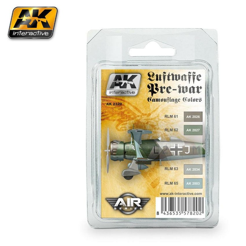 AK ACRYLIC PAINT SET LUFTWAFFE PRE-WAR CAMOUFLAGE COLORS