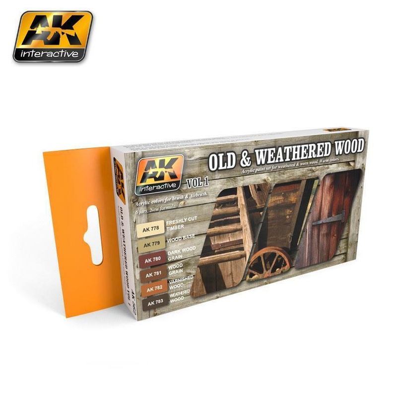 AK ACRYLIC PAINT SET OLD AND WEATHERED WOOD VOL.1 COLORS SET