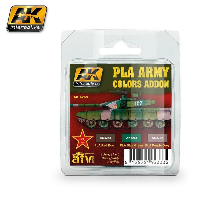 AK ACRYLIC PAINT SET PLA ARMY COLORS ADDON