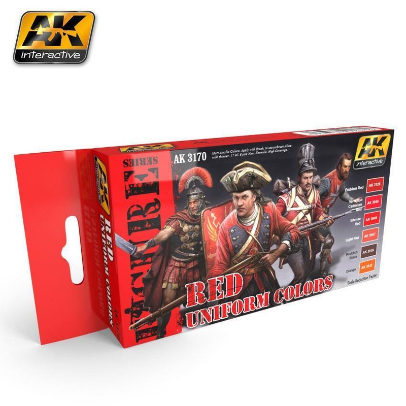 AK ACRYLIC PAINT SET RED UNIFORM COLORS