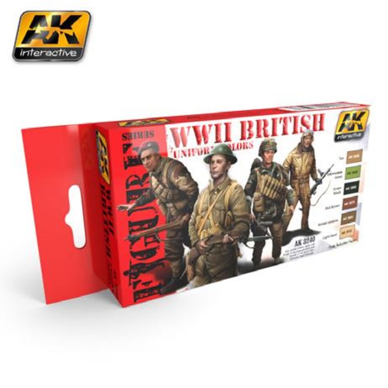 AK ACRYLIC PAINT SET WWII BRITISH UNIFORM COLORS