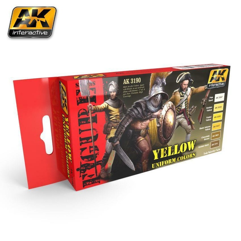 AK ACRYLIC PAINT SET YELLOW UNIFORM COLORS