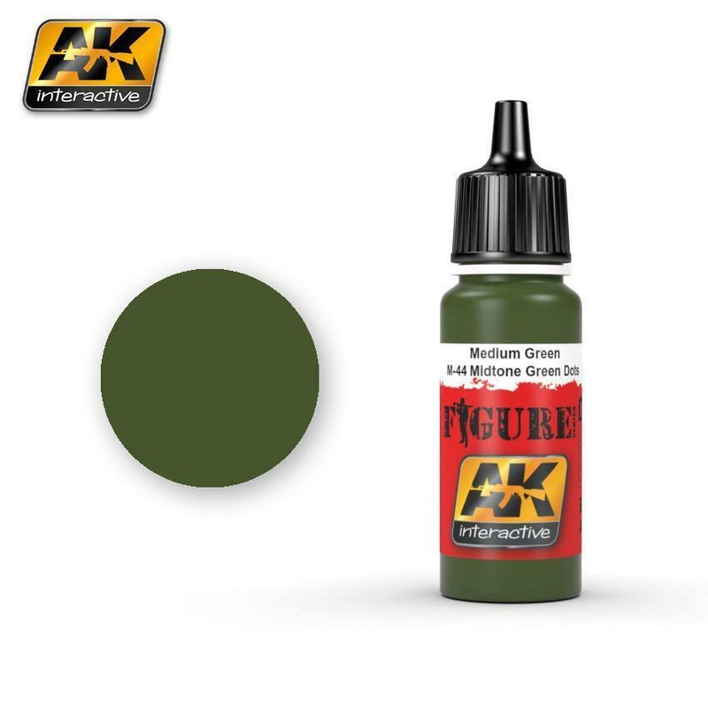 AK ACRYLIC PAINT MEDIUM GREEN / M-44 MIDTONE GREEN DOTS- 17ml