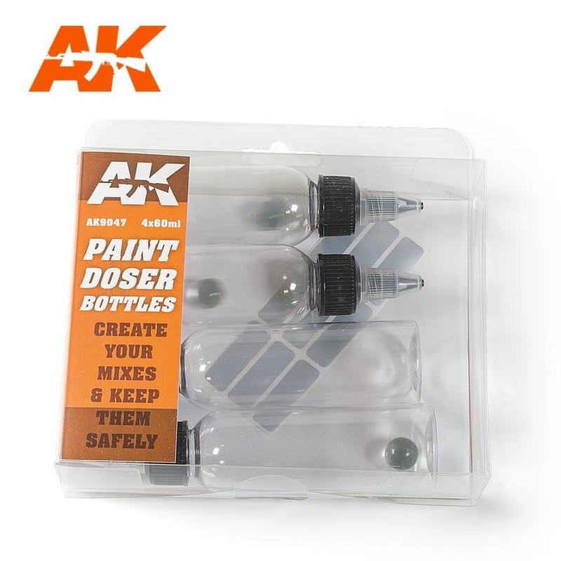 AK Interactive Paint Doser Bottles 4×60 ml