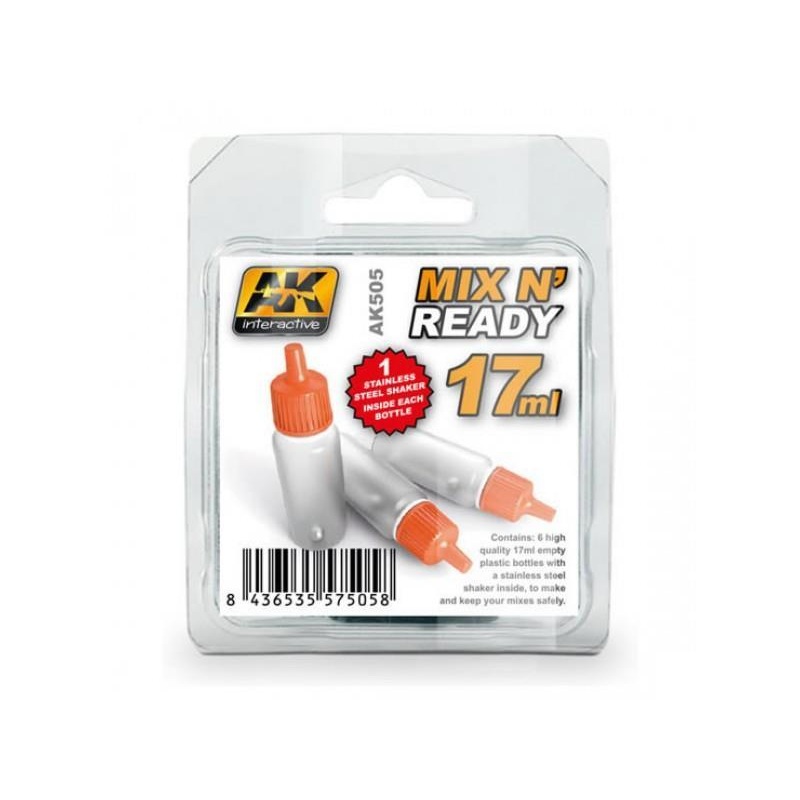 AK INTERACTIVE MIX AND READY – Acrylics (6 Empty 17ml jars WITH SHAKER BALL)