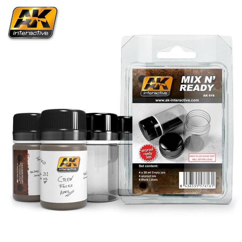 AK INTERACTIVE MIX N READY – Enamel (4 Empty 35ml jars WHITH LABELS)