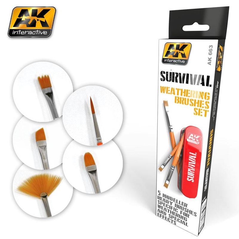 AK INTERACTIVE PAINT BRUSH – SURVIVAL WEATHERING BRUSH SET