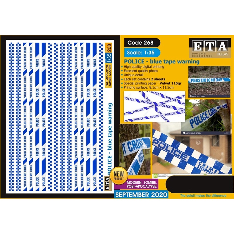 1/35 scale Police Blue warning tape, crime scene