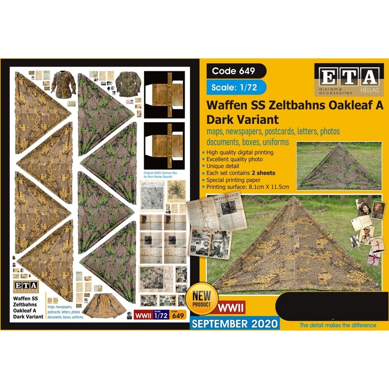 1/72 scale WW2 German Waffen SS Zeltbahns Blurred edge