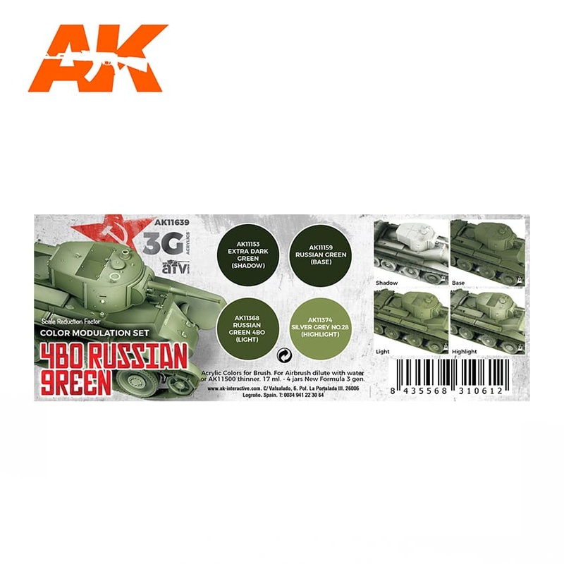AK Interactive GEN 3 – 4BO RUSSIAN GREEN MOD 3G PAINT SET