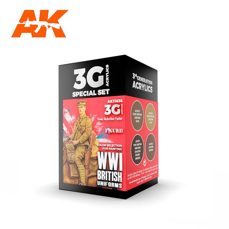 AK Interactive GEN 3 – WWI BRITISH UNIFORMS 3G PAINT SET
