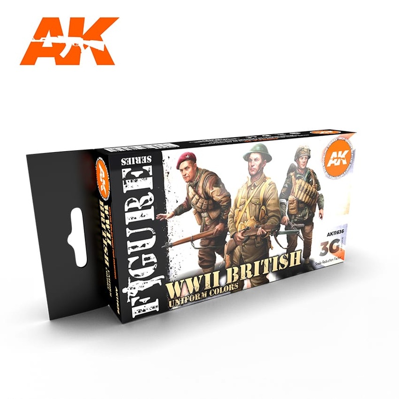 AK Interactive GEN 3 – WWII BRITISH UNIFORM COLORS 3G PAINT SET