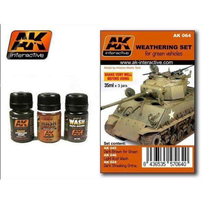 AK WEATHERING GREEN VEHICLES WEATHERING SET
