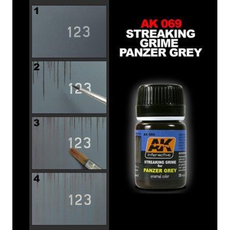AK WEATHERING STREAKING GRIME FOR PANZER GREY VEHICLES