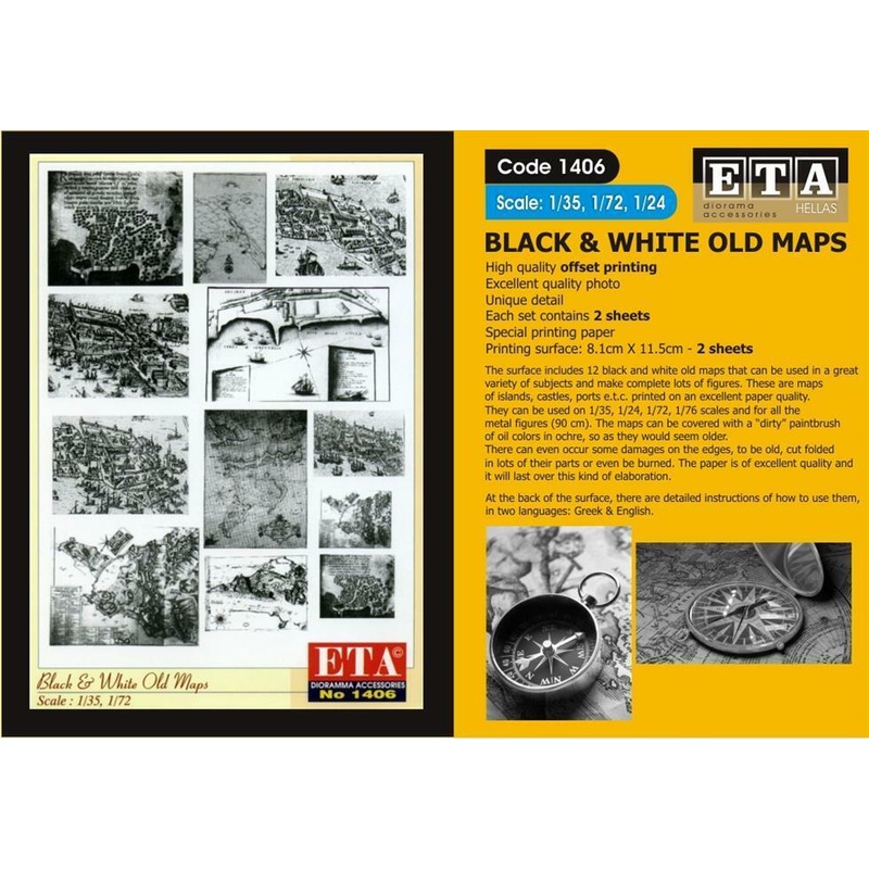 BLACK WHITE OLD MAPS Suit scales 1/35, 1/72, 1/76