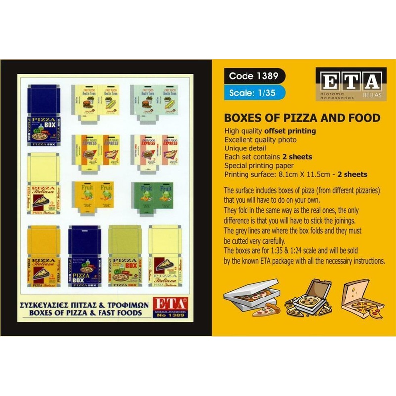 BOXES OF PIZZA FAST FOODS Suit scales 1/35