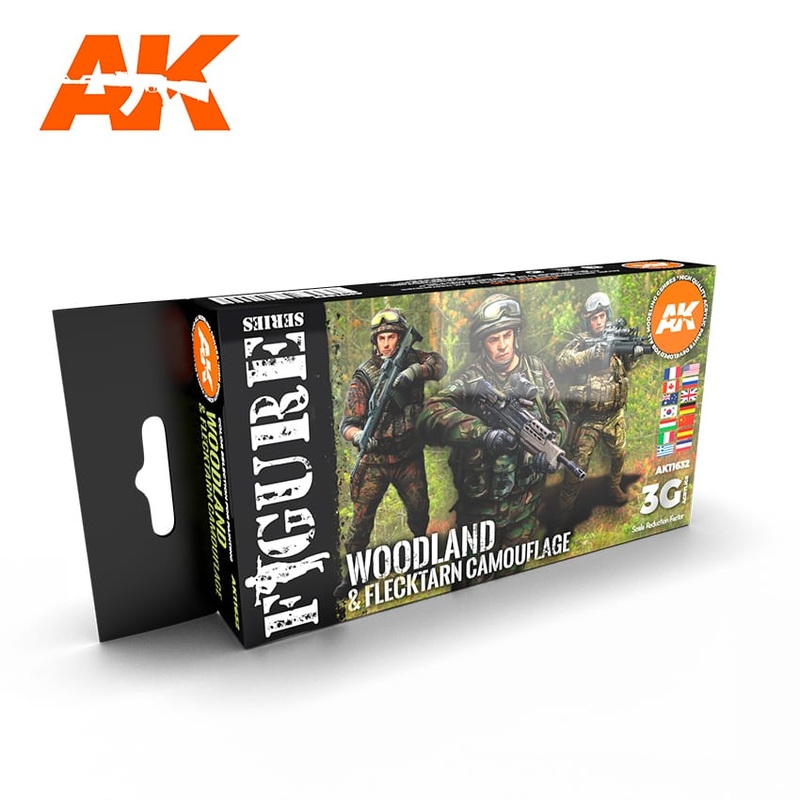 AK Interactive GEN 3 – MODERN WOODLAND AND FLECKTARN CAMOUFLAGES 3G PAINT SET