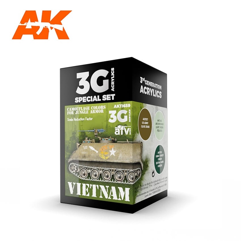 AK Interactive GEN 3 – VIETNAM CAMOUFLAGE COLORS FOR JUNGLE COLORS