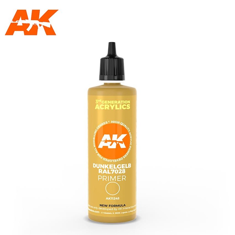 AK Interactive Gen3 – DUNKELGELB RAL 7028 DARK YELLOW SURFACE PRIMER 100ML