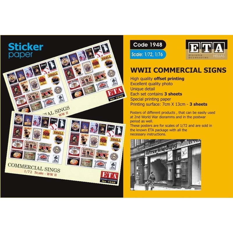 COMMERCIAL SIGNS sticker Suit scales 1/72, 1/76