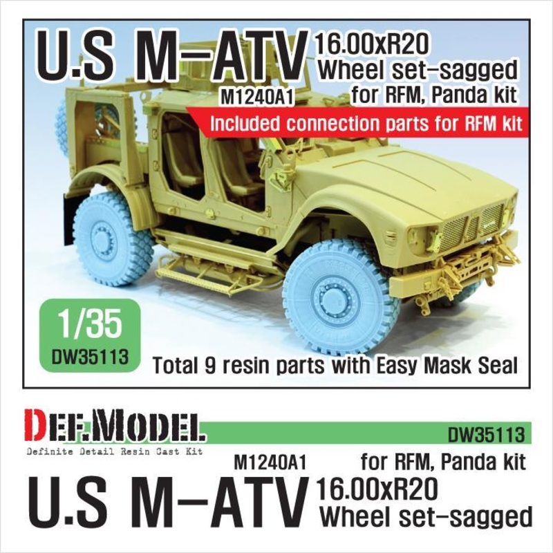 DEF models 1/35 scaleUS M1240A1 M-atv Sagged wheel set (for RFM 1/35)