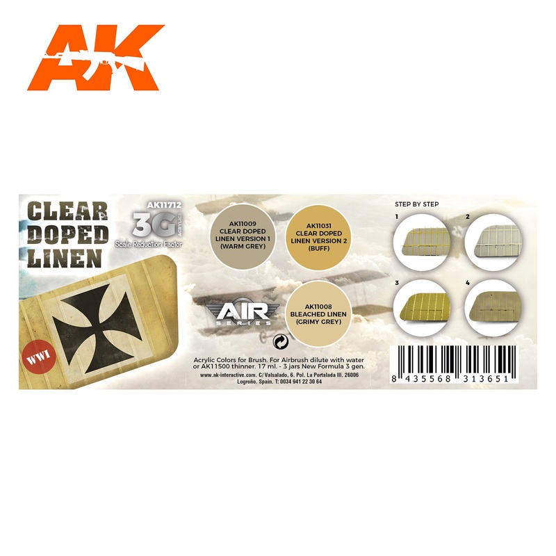 AK Interactive 3G Air Series – Clear Doped Linen SET 3G