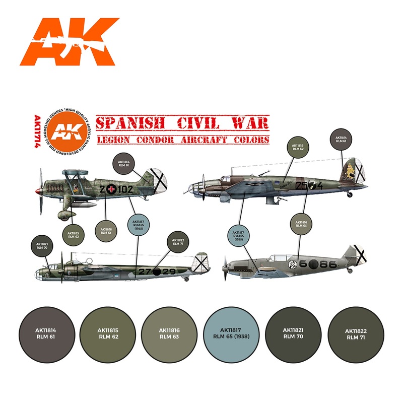 AK Interactive 3G Air Series – Spanish Civil War. Legion Condor Aircraft  SET 3G