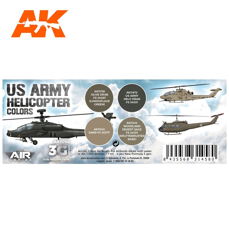 AK Interactive 3G Air Series – US Army Helicopter Colors SET 3G