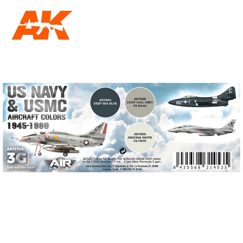 AK Interactive 3G Air Series – US Navy & USMC Aircraft Colors 1945-1980 SET 3G