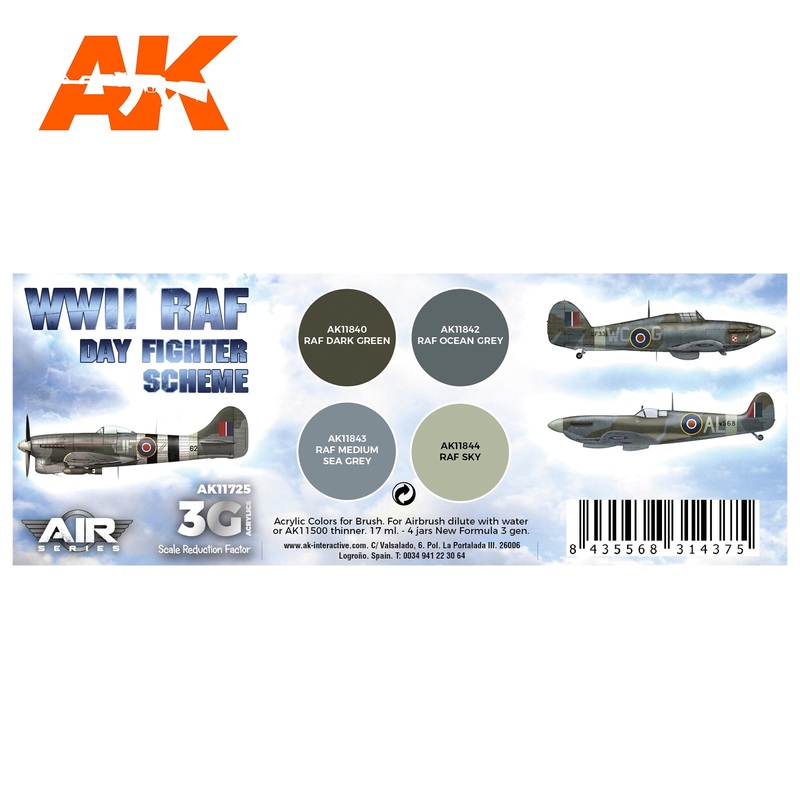 AK Interactive 3G Air Series – WWII RAF Day Fighter Scheme SET 3G