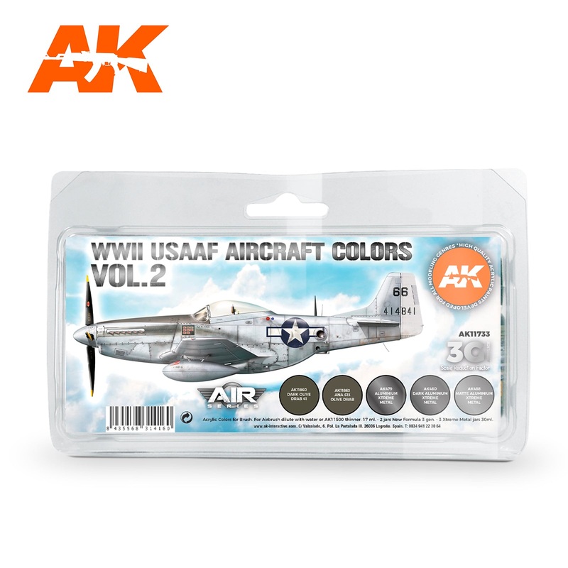 AK Interactive 3G Air Series – WWII USAAF Aircraft Colors Vol.2 SET 3G