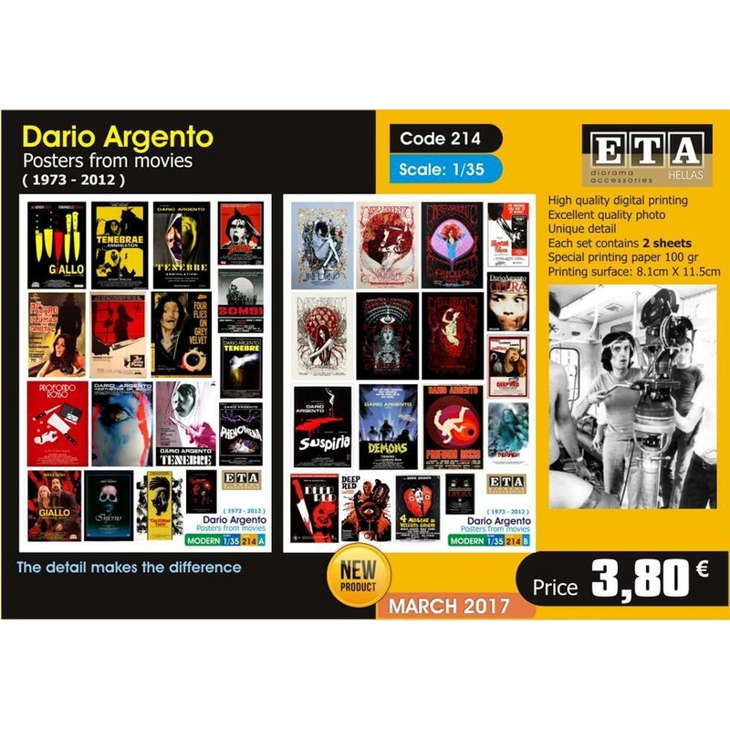 Dario Argento Posters from movies 1973-2012 – 1/35 scale – 2 sheets