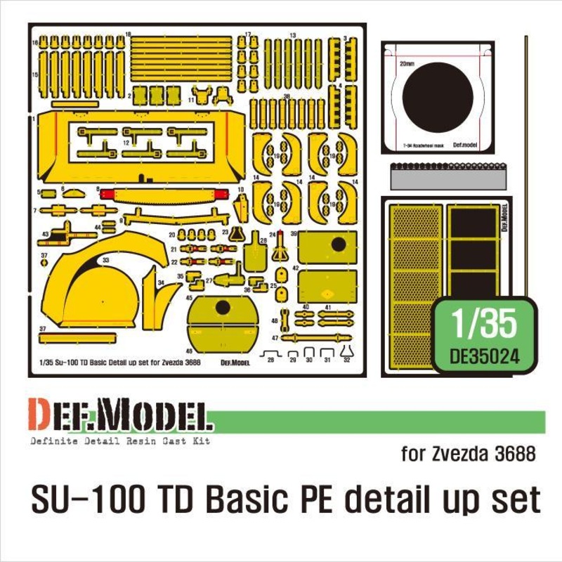 DEF models 1/35 scale SU-100 TD Basic PE detail up set (for Zvezda New 1/35 kit)