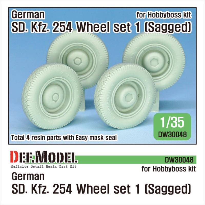 DEF models 1/35 scale WW2 German SD.kfz.254 wheel set(1) – sagged ( for Hobbyboss 1/35)