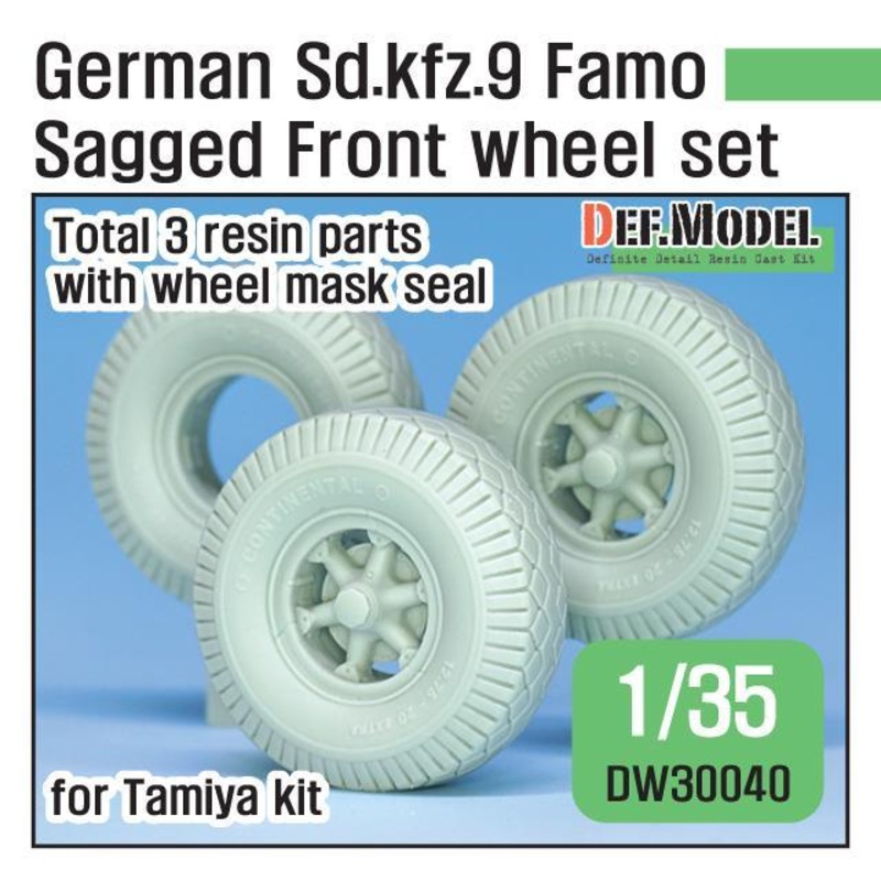 DEF models 1/35 scaleGerman Sd.Kfz.9 Famo Sagged front Wheel set (for Tamiya 1/35)