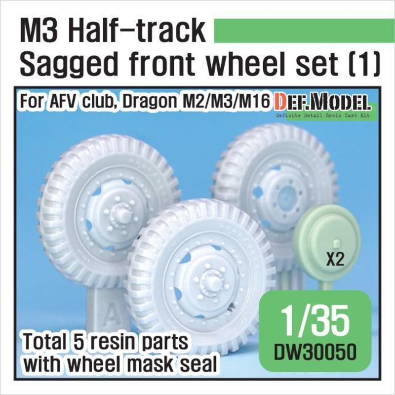 DEF models 1/35 scaleU.S M2/M3/M16 Halftrack Front Sagged Wheel set (1) (for AFV Club, Dragon 1/35)