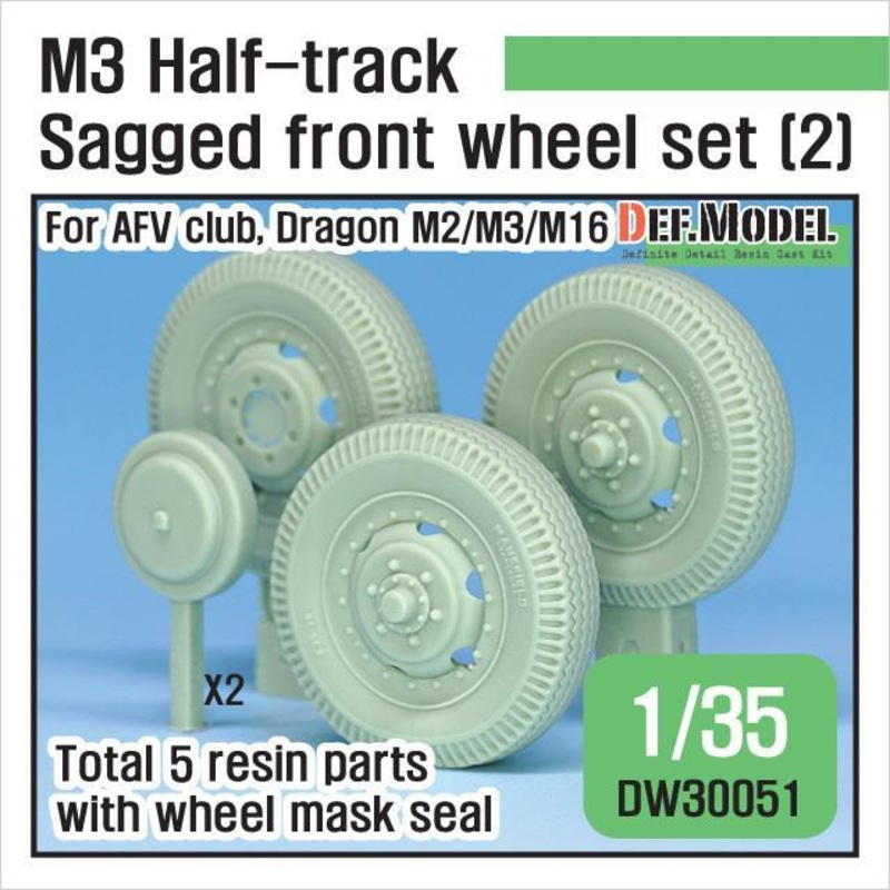 DEF models 1/35 scaleU.S M2/M3/M16 Halftrack Front Sagged Wheel set (2) (for AFV Club, Dragon 1/35)