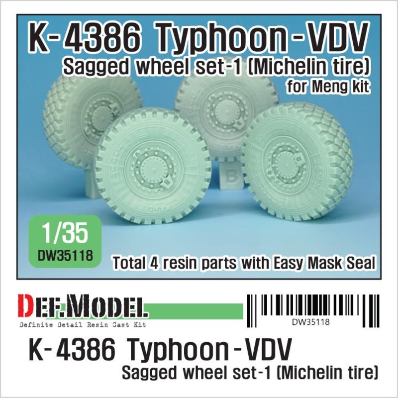 DEF models Russian K-4386 Typhoon-VDV Sagged wheel set 1- Michelin ( for meng 1/35)