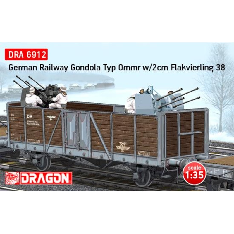 Dragon 1/35 scale GERMAN RAILWAY WAGON WITH 2CM FLAKVIERLING 38