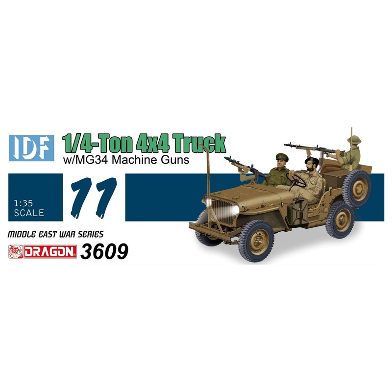 Dragon 1/35 scale IDF 1/4 TON 4X4 TRUCK WITH MG34 MACHINE GUNS