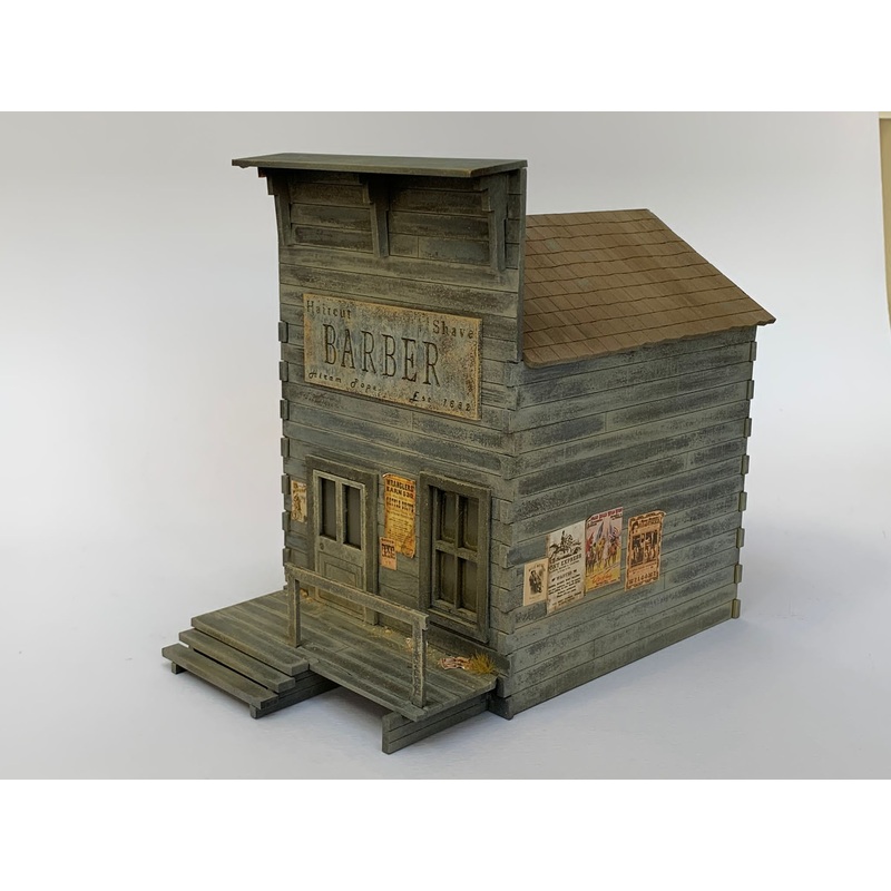 1/35 scale laser cut building American Wild West Barbers ACW cowboy
