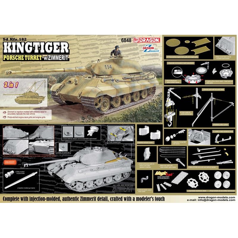 Dragon 1/35 scale SDKFZ 182 KINGTIGER PORSCHE ZIMERIT
