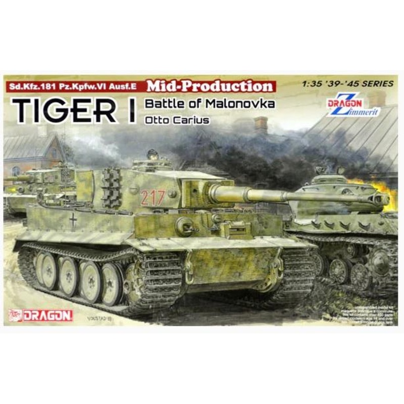 Dragon 1/35 scale TIGER 1 MID PRODUCTION W/ZIMMERIT OTTO CARIUS (BATTLE OF MALINAVA VILLAGE 1944)