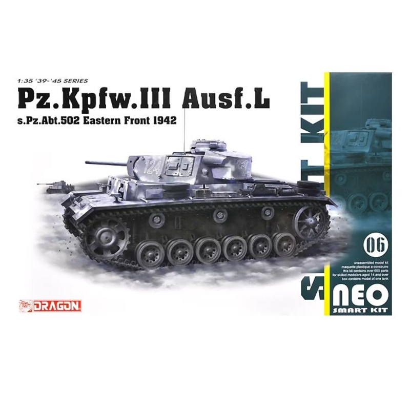 DRAGON 1/35 scale WW2 GERMAN PZ KPFW III AUSF L SPZ ABT 502 LENINGRAD 1942/43 TANK