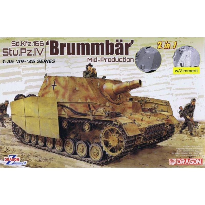 Dragon 1/35 scale WW2 German SDKFZ.166 STU PZ IV BRUMMBAR MID PRODUCTION (2 IN 1