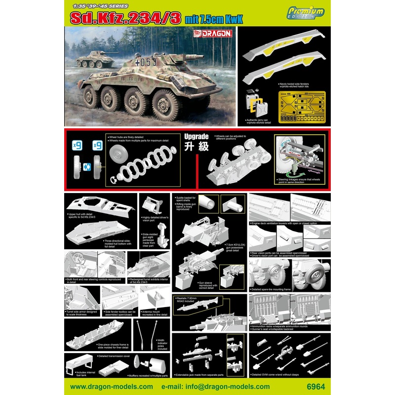 Dragon 1/35 WW2 German SD.KFZ 234/3 MIT 7.5CM KWK