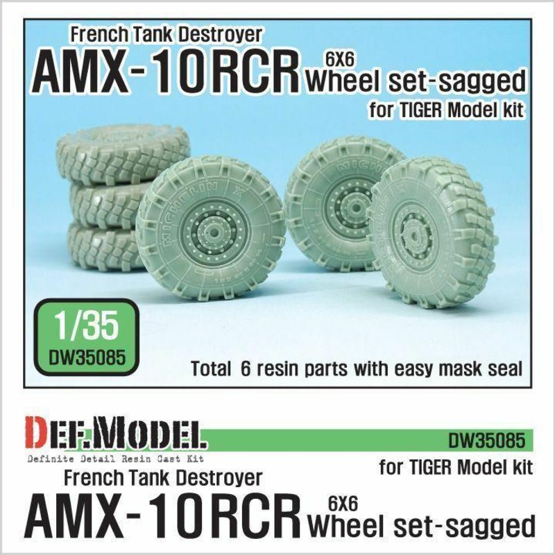 French AMX-10 RCR Tank Destroyer 6×6 Sagged Wheel set for Tiger model 1/35)
